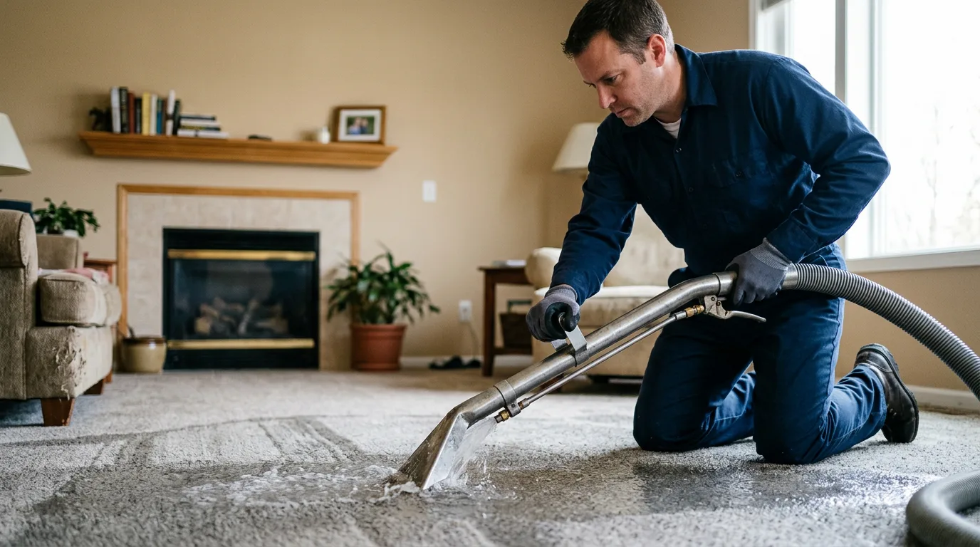 Water damage restoration technician working near Jackson, NJ
